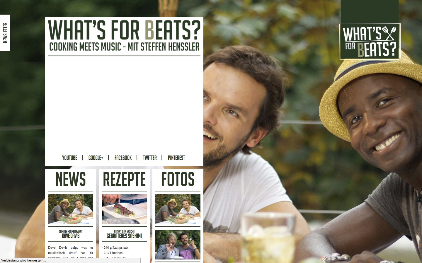 Screenshot der What's for (B)eats? Projektwebsite mit Rezepten, Videos und Künstlerporträts